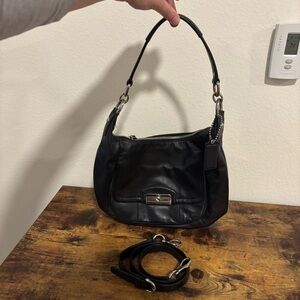 Coach New York black leather satchel shoulder tote purse bag